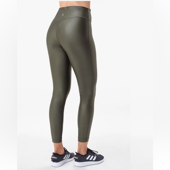 Lole Ankle Leggings - Olive Green - Workout Pants - Spandex - High Rise - Picture 4 of 10